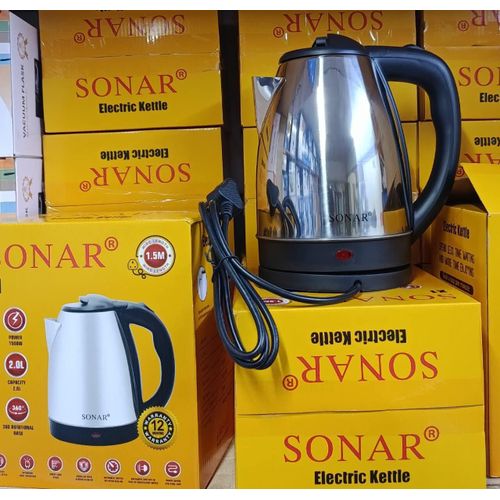 Sonar 2liter stainless steel cordless electric kettle
